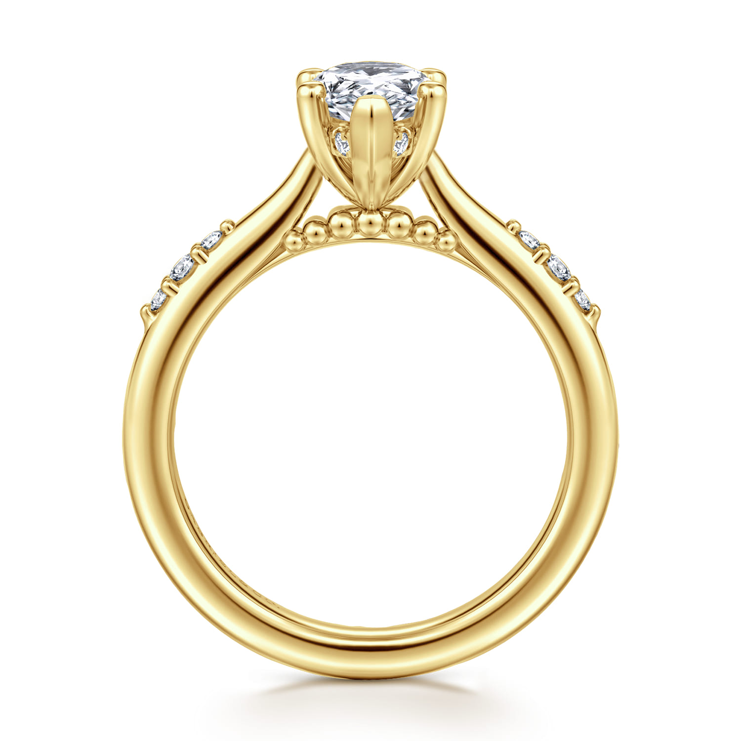 Carroline - 14K Yellow Gold Pear Shape Diamond Engagement Ring - 0.13 ct - Shot 2