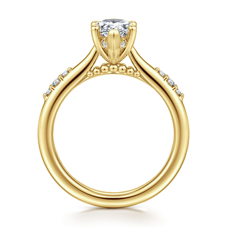 Carroline - 14K Yellow Gold Pear Shape Diamond Engagement Ring - 0.13 ct - Shot 2