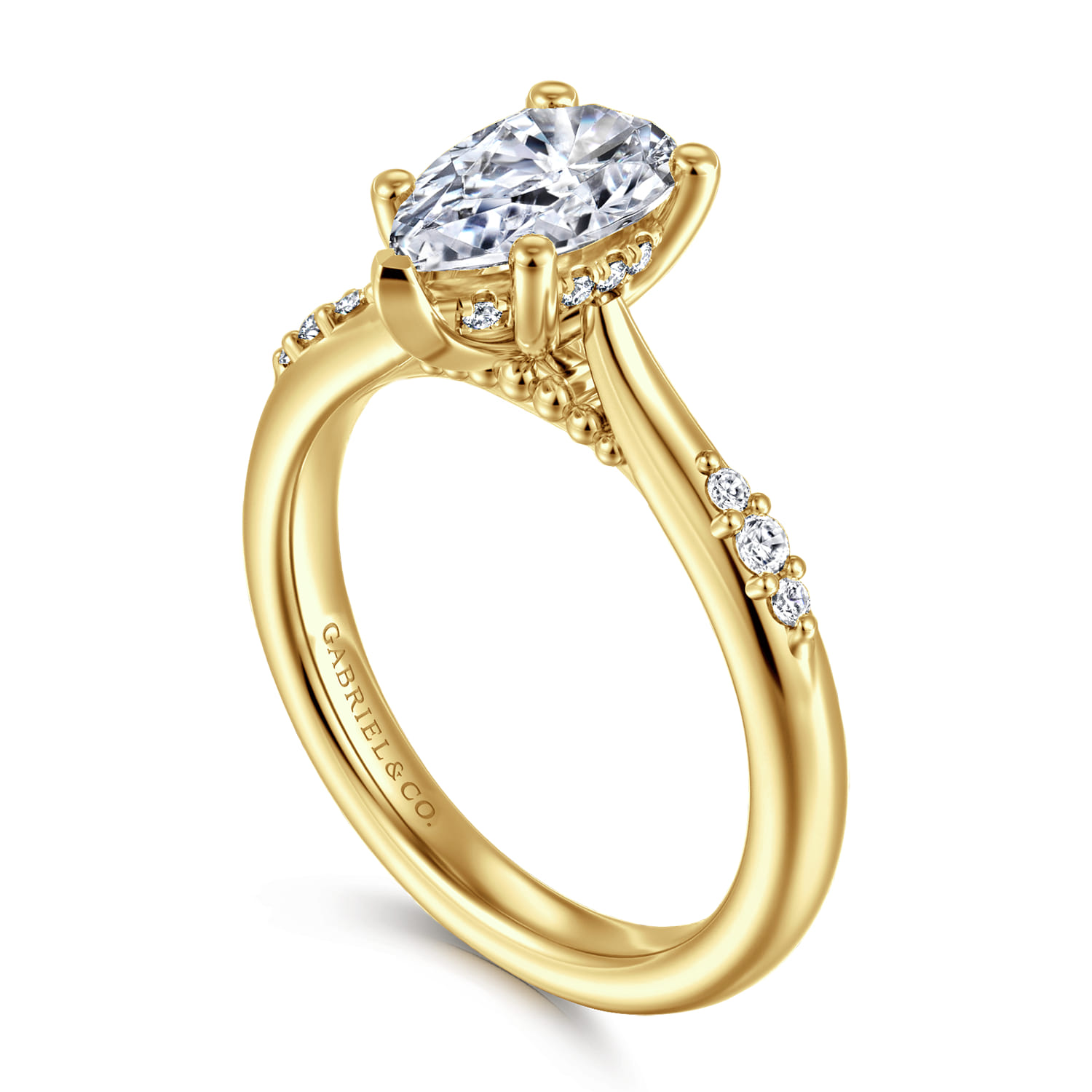 Carroline - 14K Yellow Gold Pear Shape Diamond Engagement Ring - 0.13 ct - Shot 3