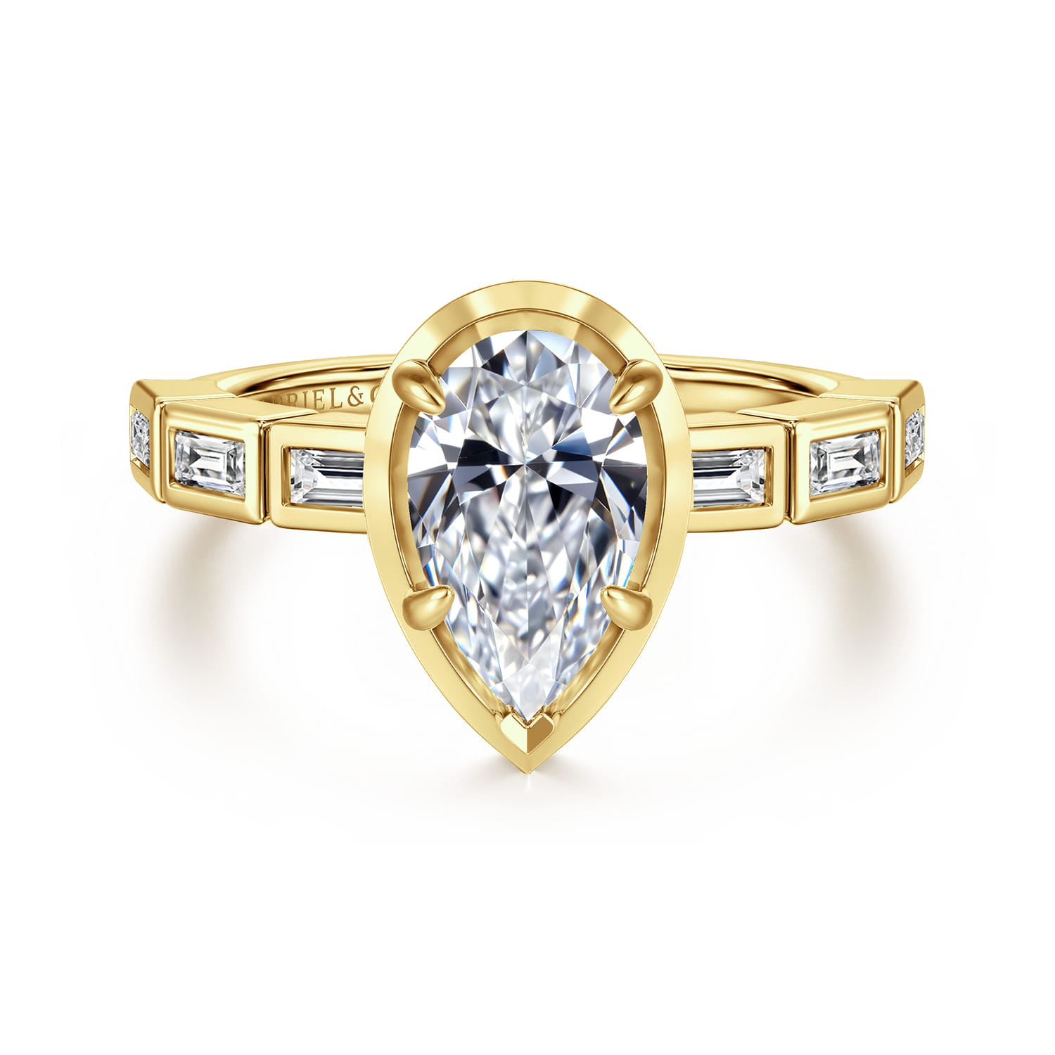 Delphe - 14K Yellow Gold Pear Shape Diamond Engagement Ring - 0.4 ct - Shot 1