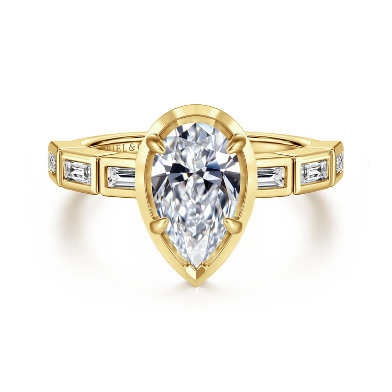 Delphe - 14K Yellow Gold Pear Shape Diamond Engagement Ring - 0.4 ct - Shot 1
