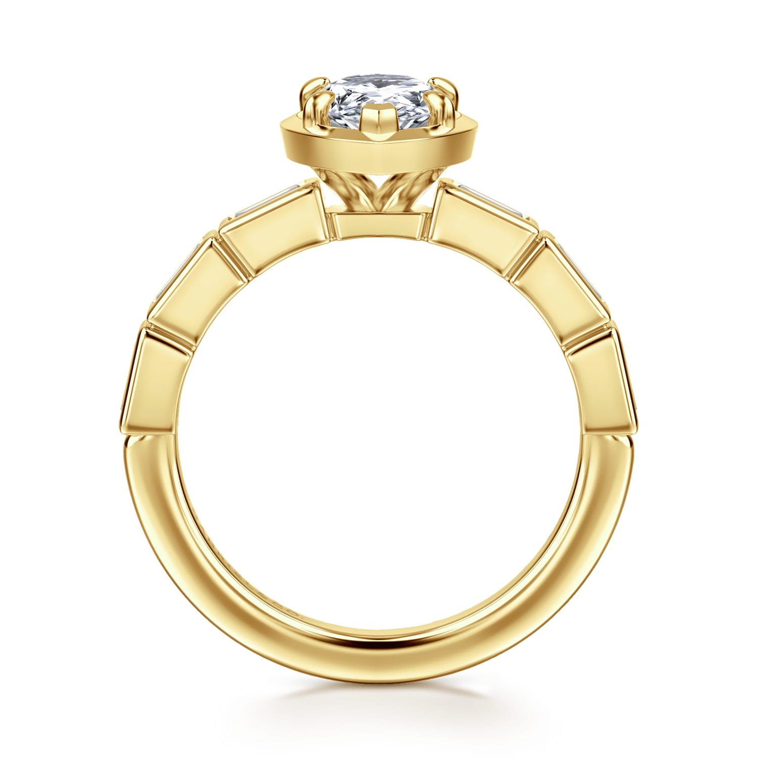 Delphe - 14K Yellow Gold Pear Shape Diamond Engagement Ring - 0.4 ct - Shot 2