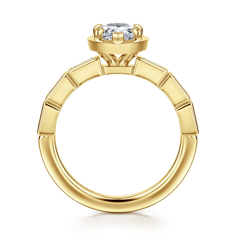 Delphe - 14K Yellow Gold Pear Shape Diamond Engagement Ring - 0.4 ct - Shot 2