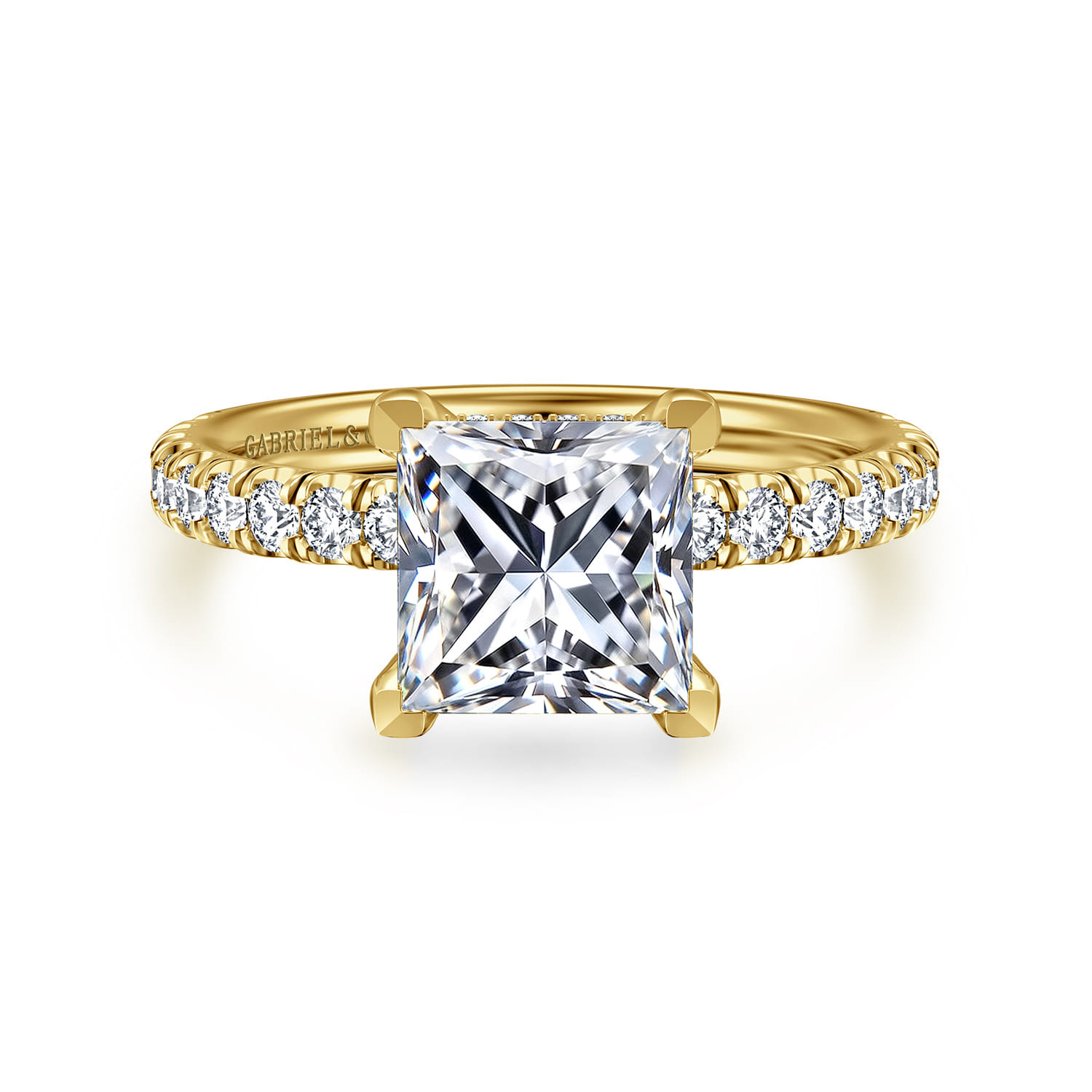 Amira - 14K Yellow Gold Princess Cut Diamond Engagement Ring - 0.52 ct - Shot 1