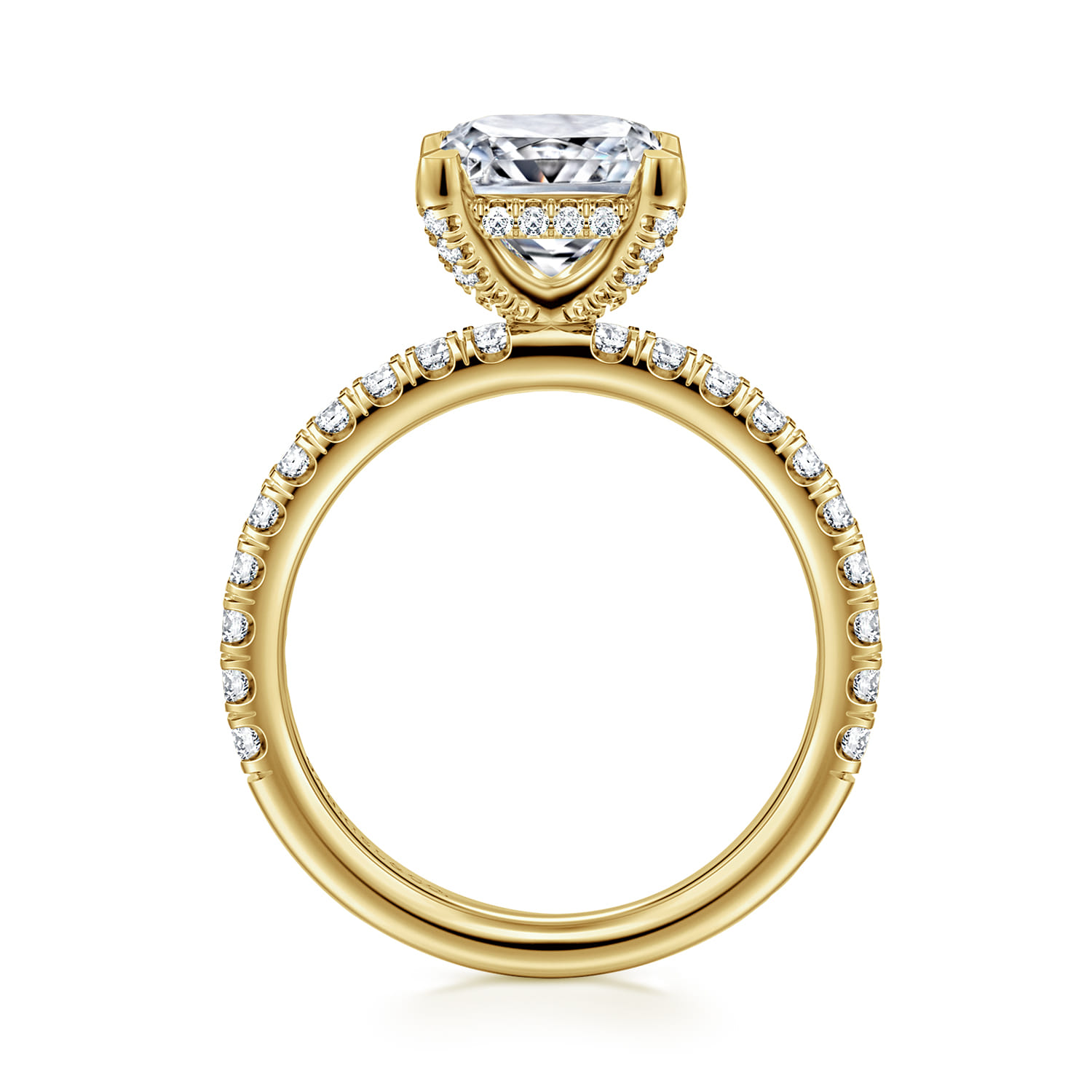 Amira - 14K Yellow Gold Princess Cut Diamond Engagement Ring - 0.52 ct - Shot 2
