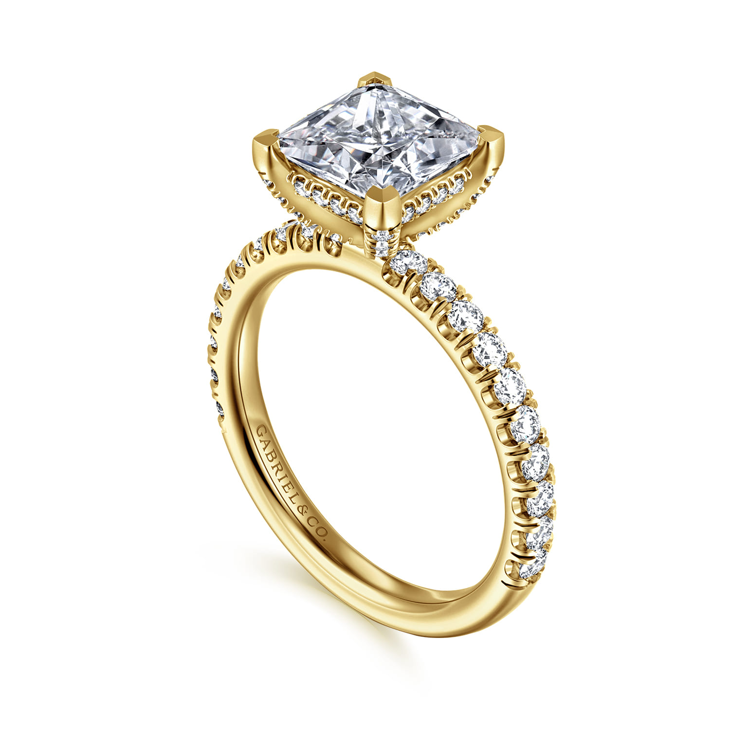 Amira - 14K Yellow Gold Princess Cut Diamond Engagement Ring - 0.52 ct - Shot 3
