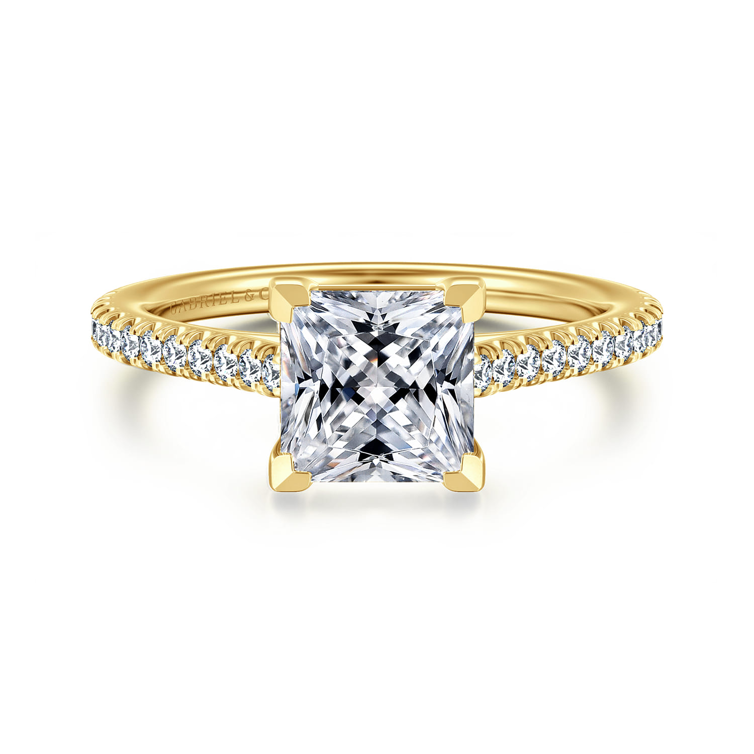 Abbie - 14K Yellow Gold Princess Cut Diamond Engagement Ring - 0.21 ct - Shot 1