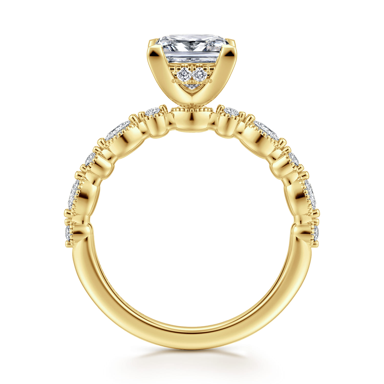 Lanna - 14K Yellow Gold Princess Cut Diamond Engagement Ring - 0.25 ct - Shot 2