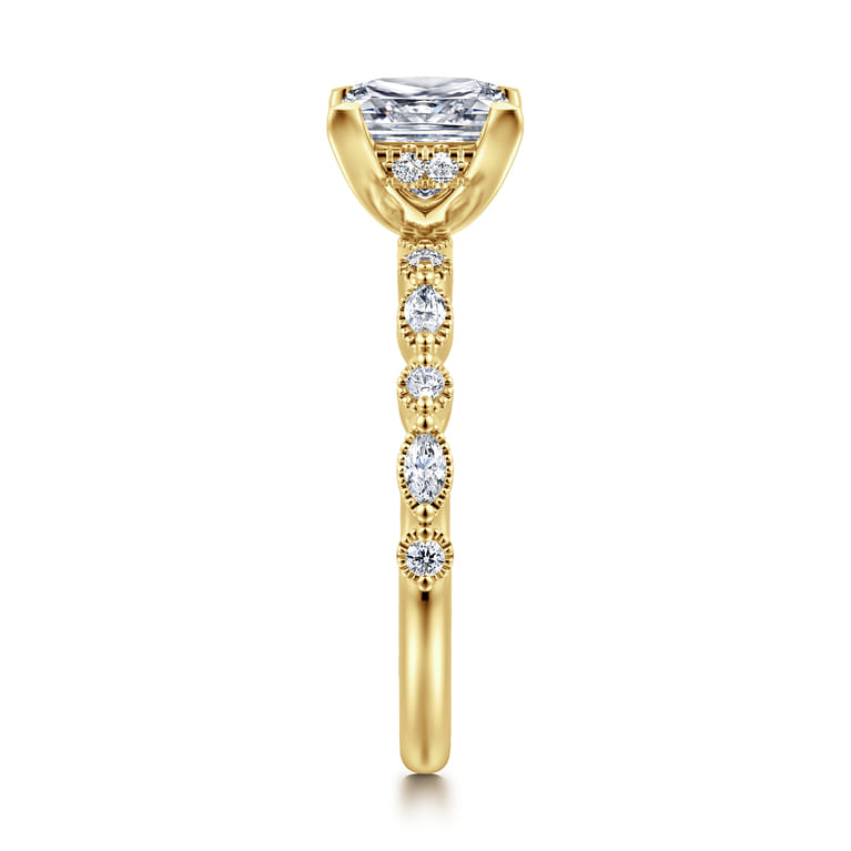 Lanna - 14K Yellow Gold Princess Cut Diamond Engagement Ring - 0.25 ct - Shot 4