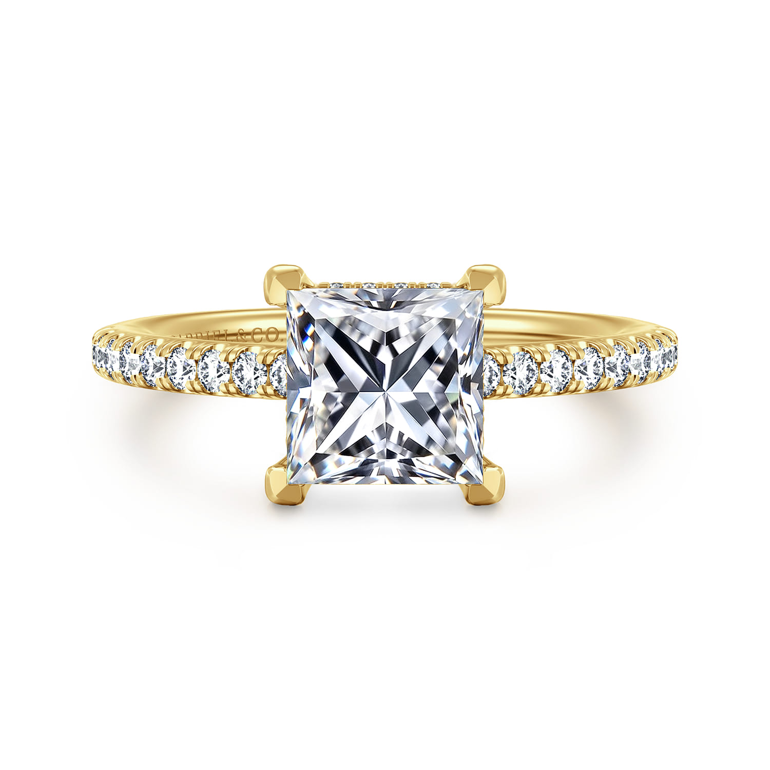 Franka - 14K Yellow Gold Princess Cut Diamond Engagement Ring - 0.3 ct - Shot 1
