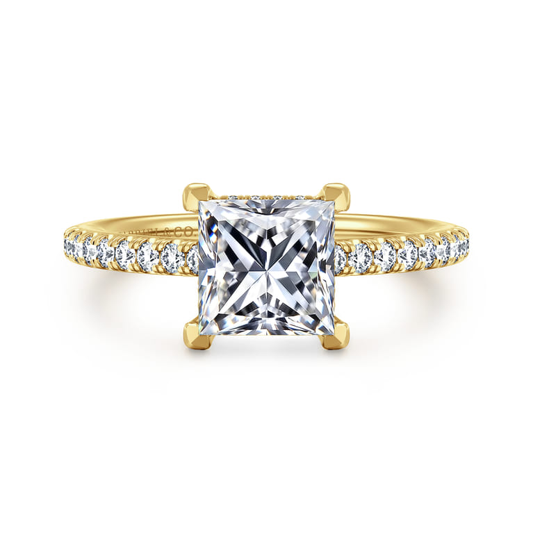 Franka - 14K Yellow Gold Princess Cut Diamond Engagement Ring - 0.3 ct - Shot 1