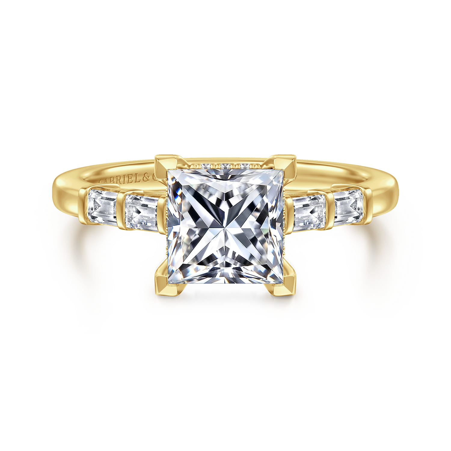 Eva - 14K Yellow Gold Princess Cut Diamond Engagement Ring - 0.3 ct - Shot 1