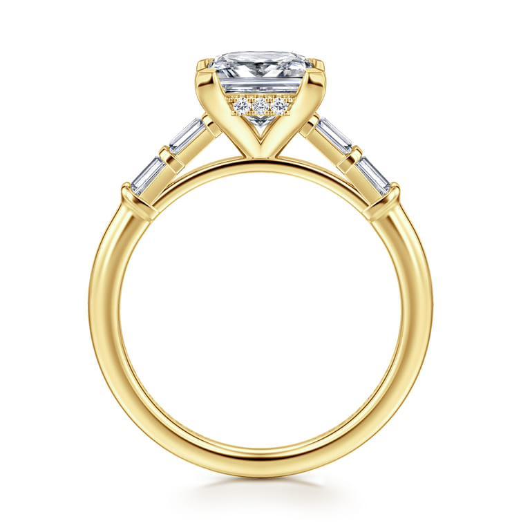 Eva - 14K Yellow Gold Princess Cut Diamond Engagement Ring - 0.3 ct - Shot 2