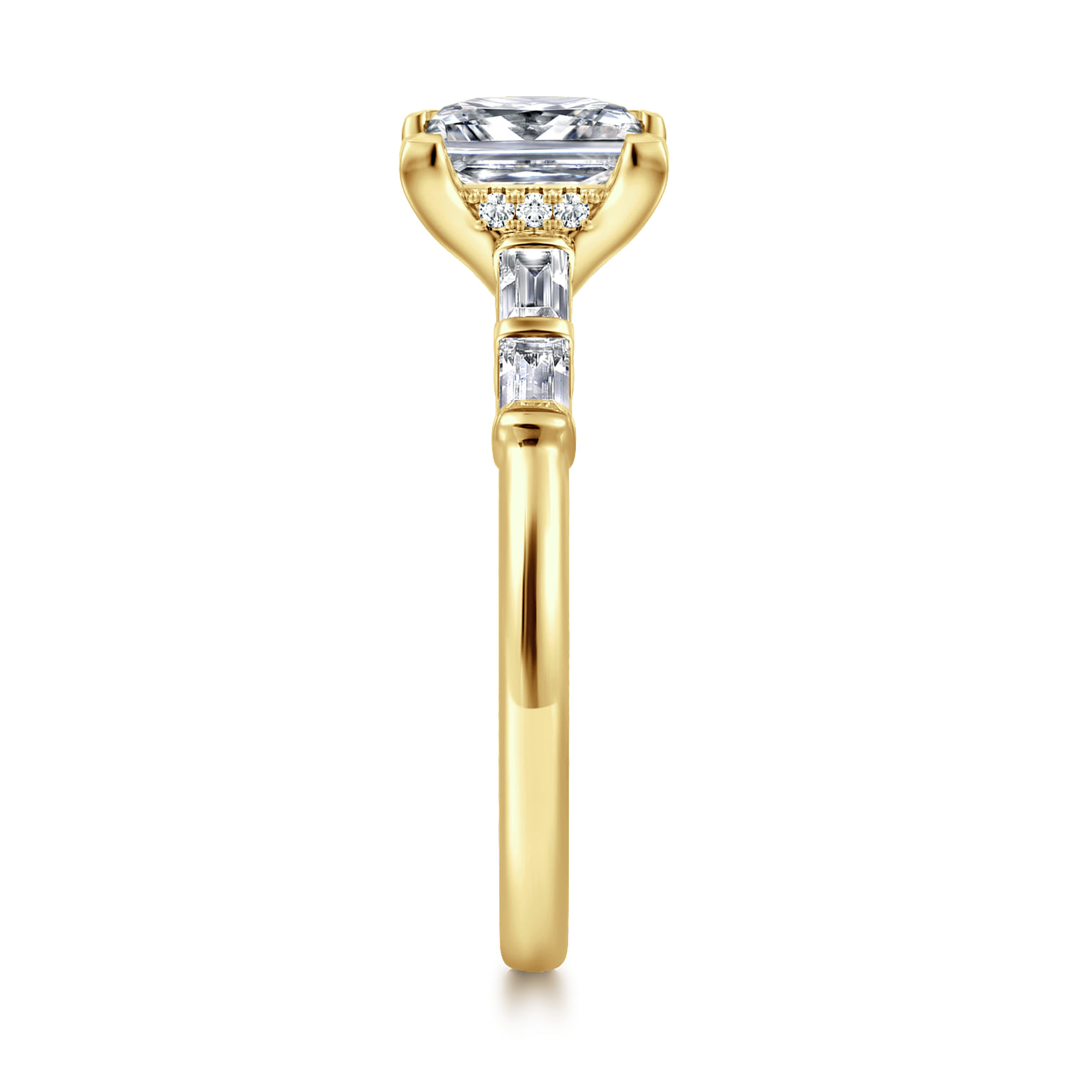 Eva - 14K Yellow Gold Princess Cut Diamond Engagement Ring - 0.3 ct - Shot 4
