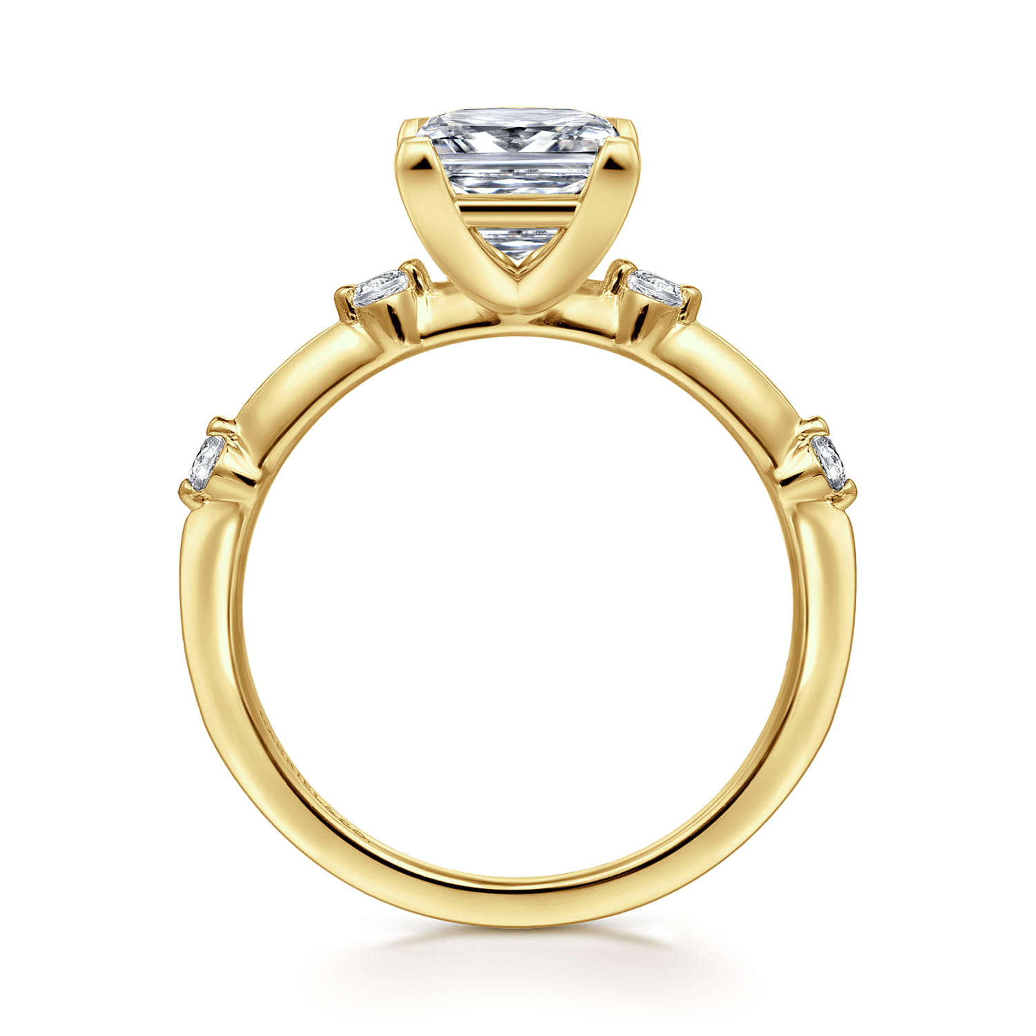 Frances - 14K Yellow Gold Princess Cut Diamond Engagement Ring - 0.12 ct - Shot 2