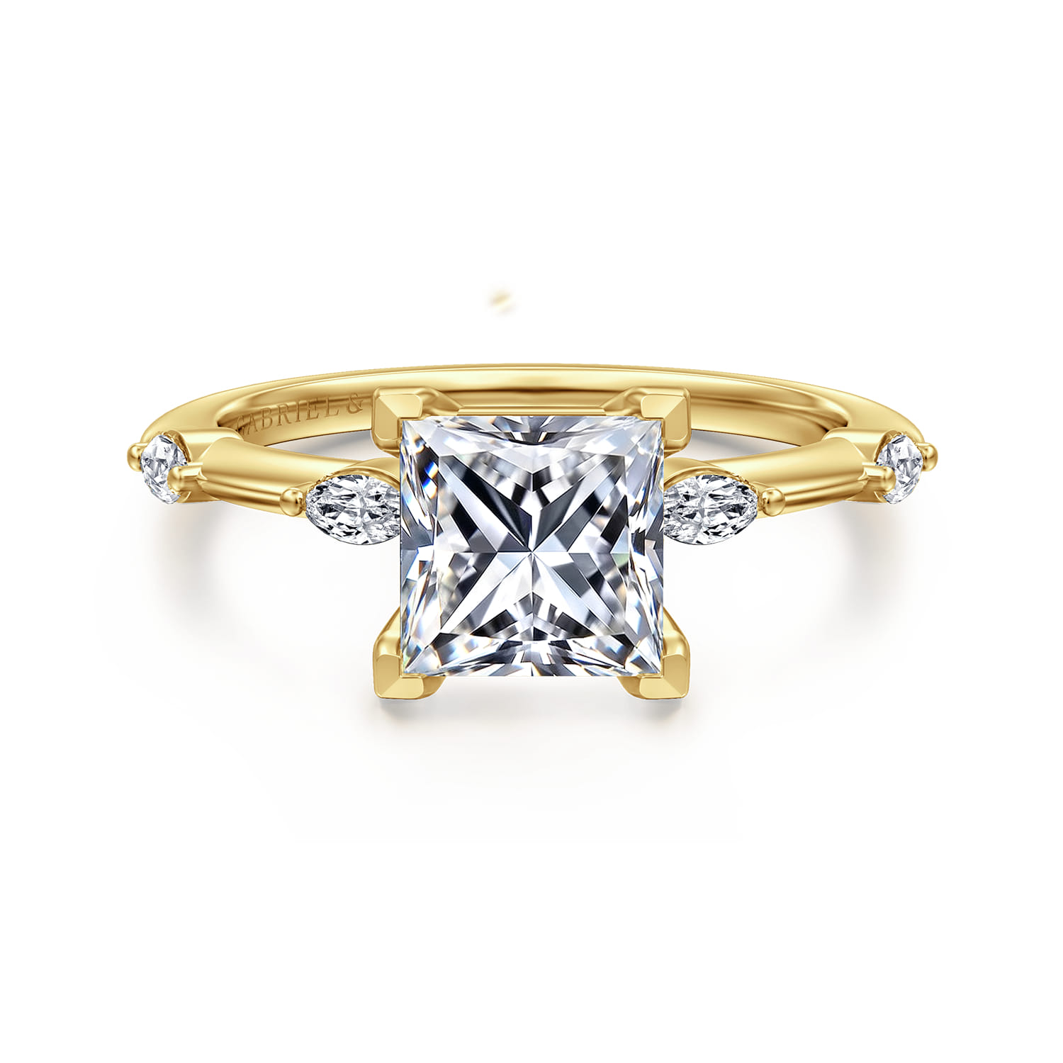 Marline - 14K Yellow Gold Princess Cut Diamond Engagement Ring - 0.17 ct - Shot 1