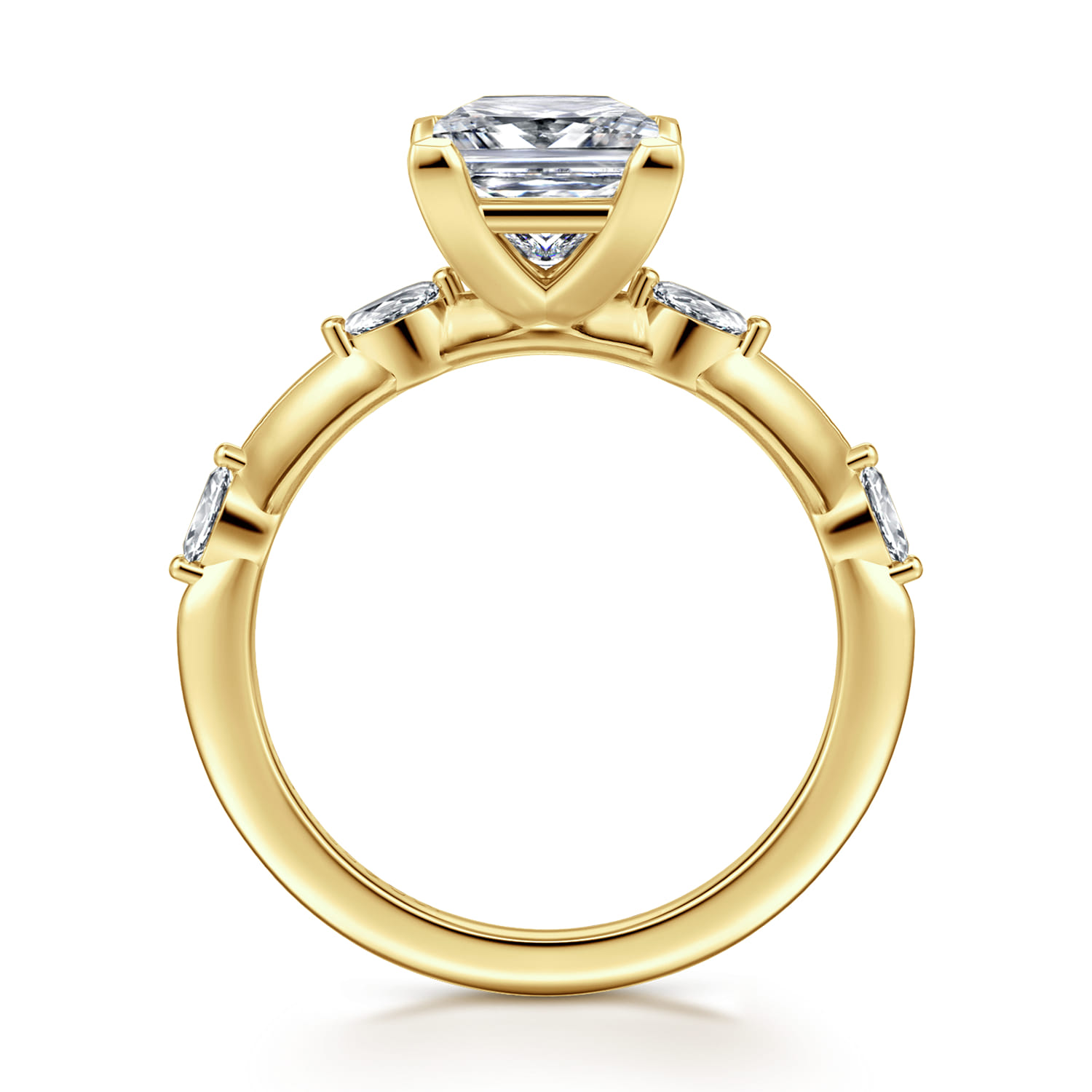 Marline - 14K Yellow Gold Princess Cut Diamond Engagement Ring - 0.17 ct - Shot 2
