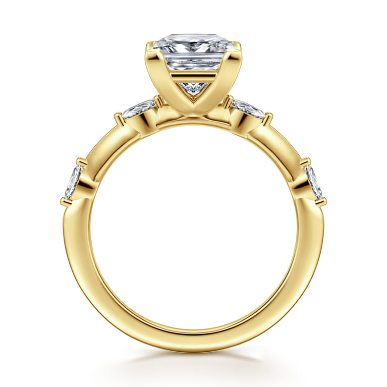 Marline - 14K Yellow Gold Princess Cut Diamond Engagement Ring - 0.17 ct - Shot 2