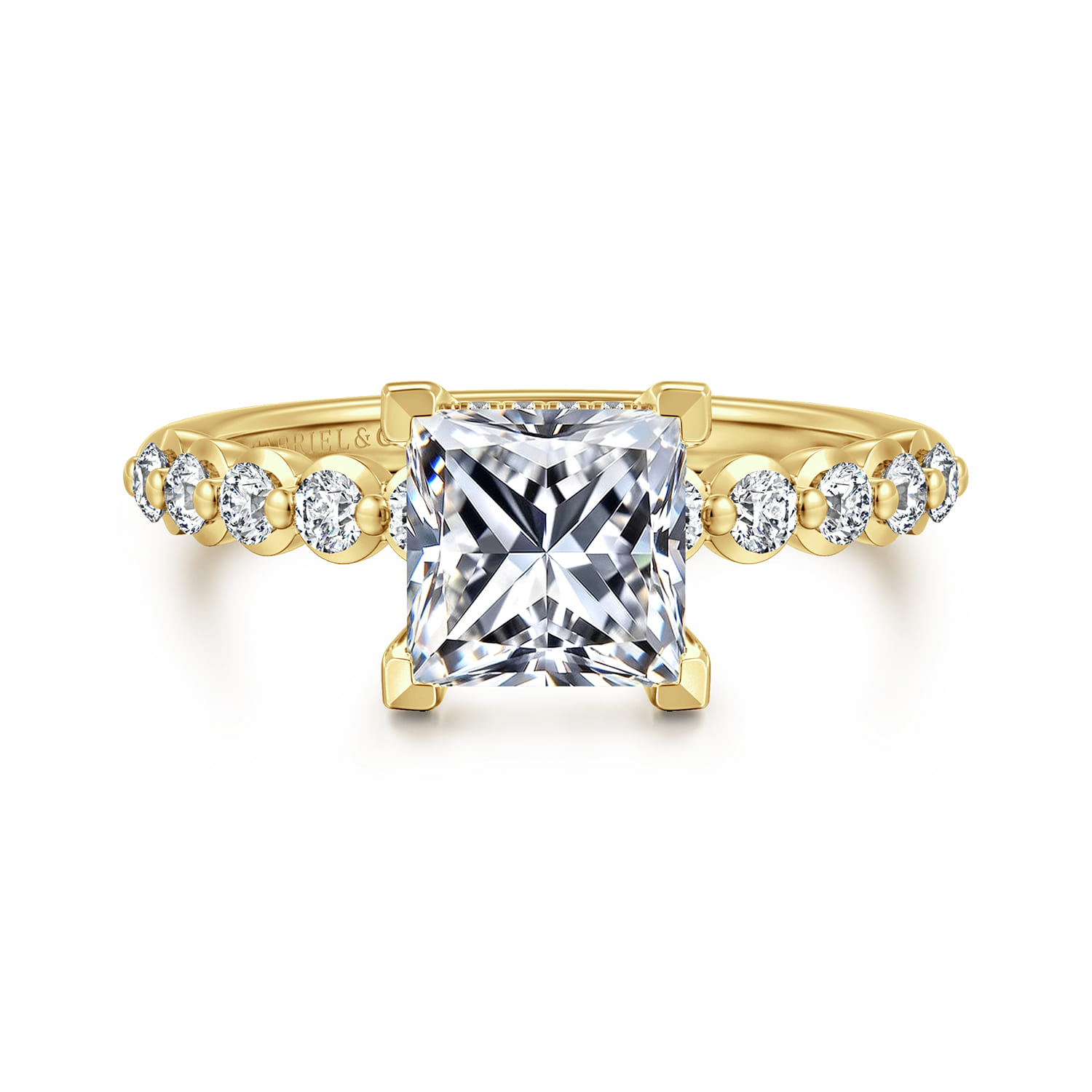 Kim - 14K Yellow Gold Princess Cut Diamond Engagement Ring - 0.4 ct - Shot 1