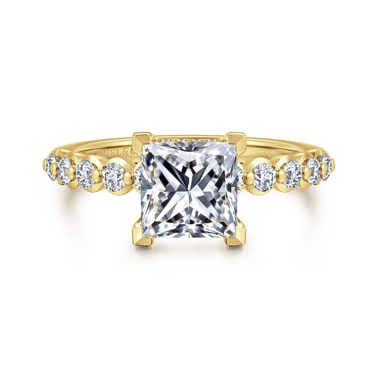 Kim - 14K Yellow Gold Princess Cut Diamond Engagement Ring - 0.4 ct - Shot 1