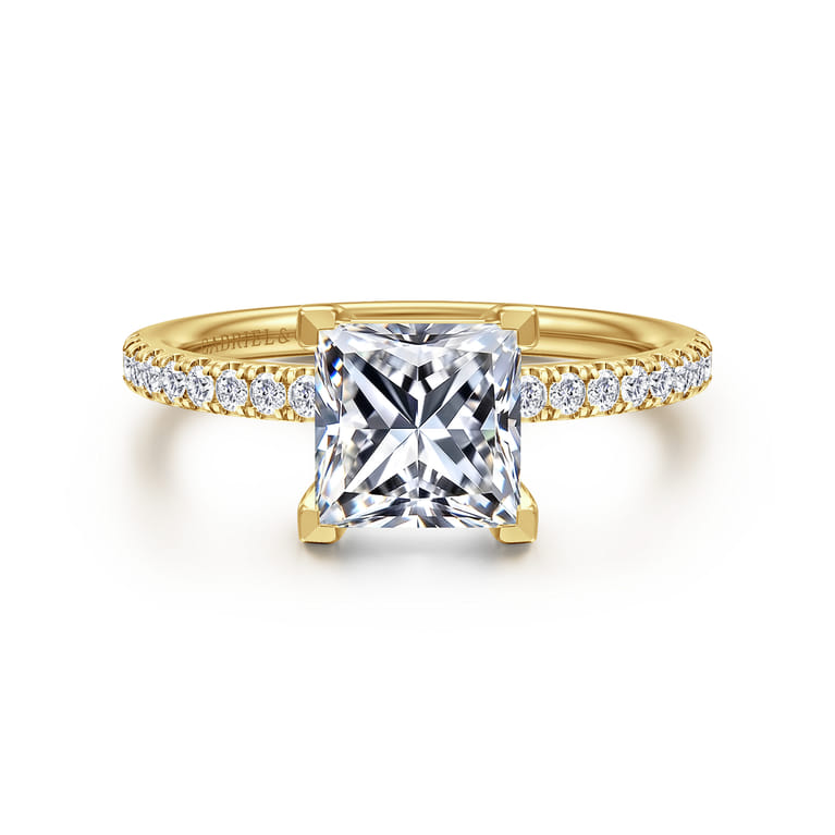 Twain - 14K Yellow Gold Princess Cut Diamond Engagement Ring - 0.2 ct - Shot 1