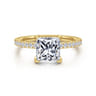 Twain - 14K Yellow Gold Princess Cut Diamond Engagement Ring - 0.2 ct