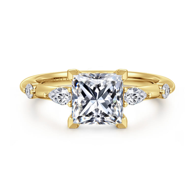 Carinna - 14K Yellow Gold Princess Cut Diamond Engagement Ring - 0.23 ct - Shot 1
