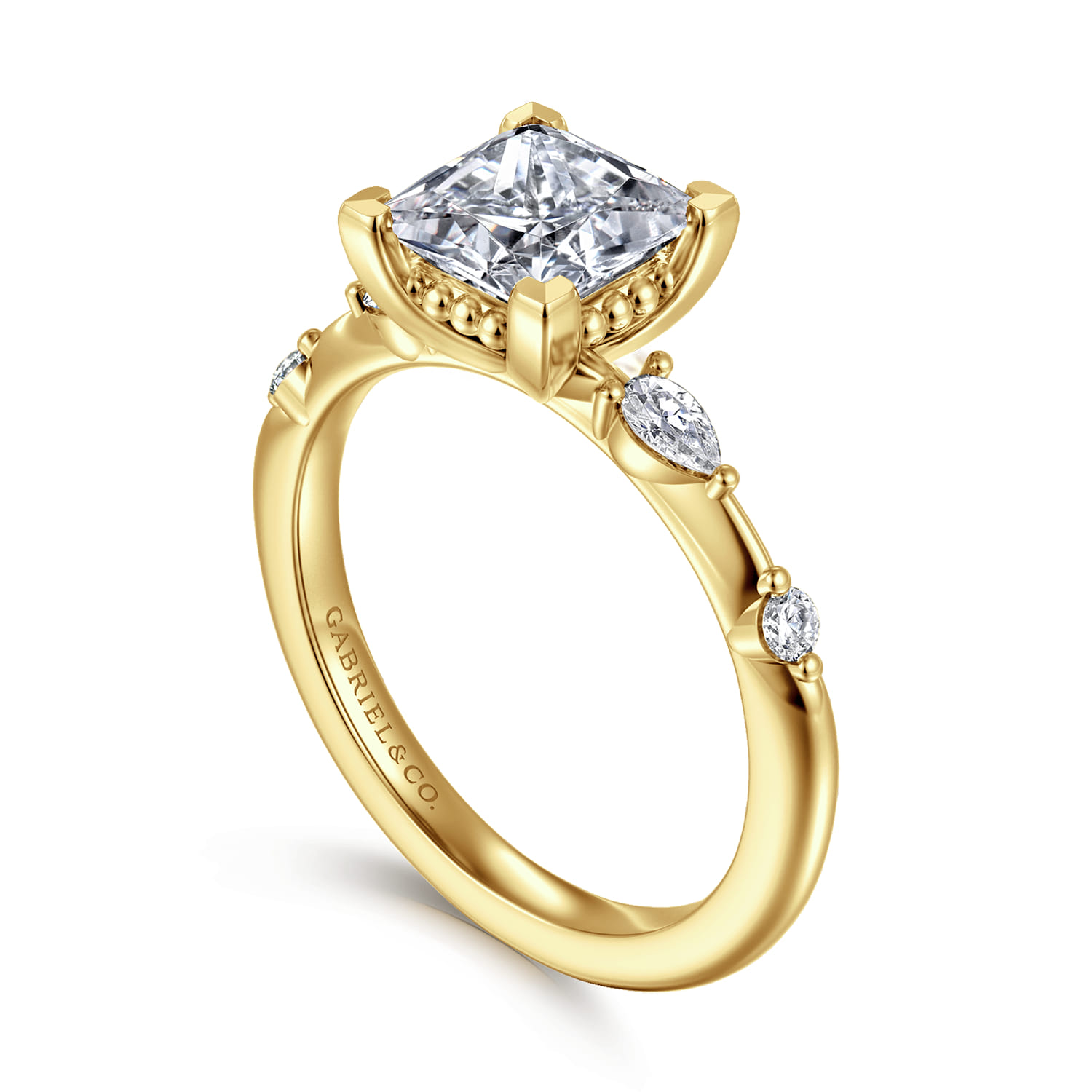 Carinna - 14K Yellow Gold Princess Cut Diamond Engagement Ring - 0.23 ct - Shot 3