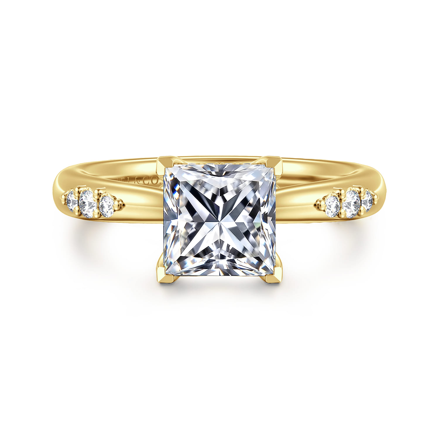 Carroline - 14K Yellow Gold Princess Cut Diamond Engagement Ring - 0.14 ct - Shot 1