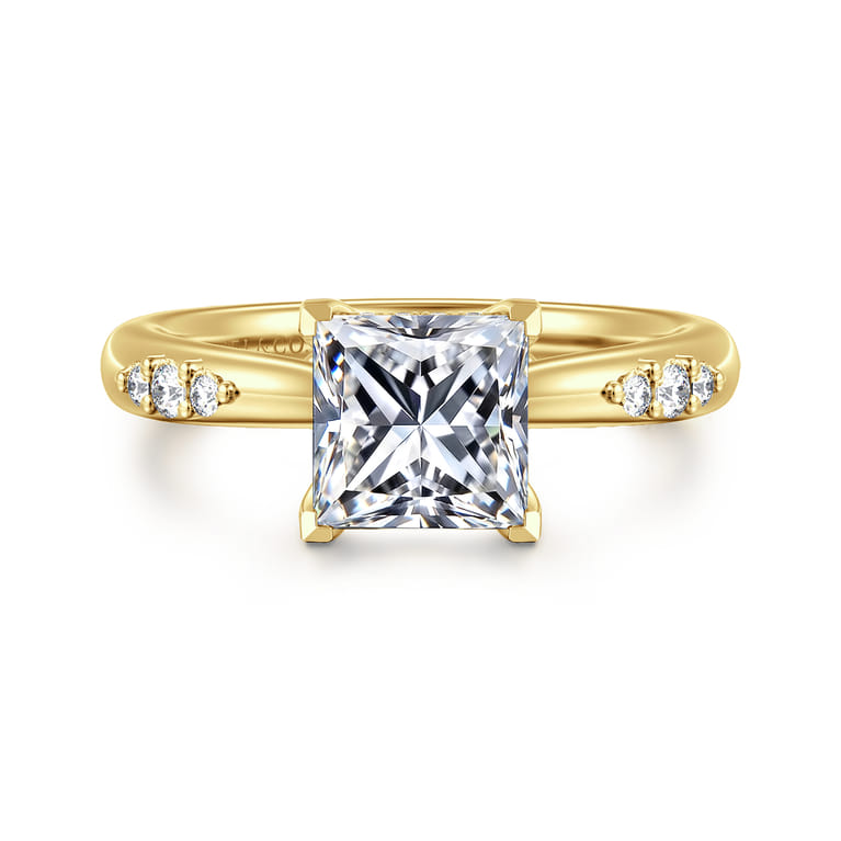 Carroline - 14K Yellow Gold Princess Cut Diamond Engagement Ring - 0.14 ct - Shot 1