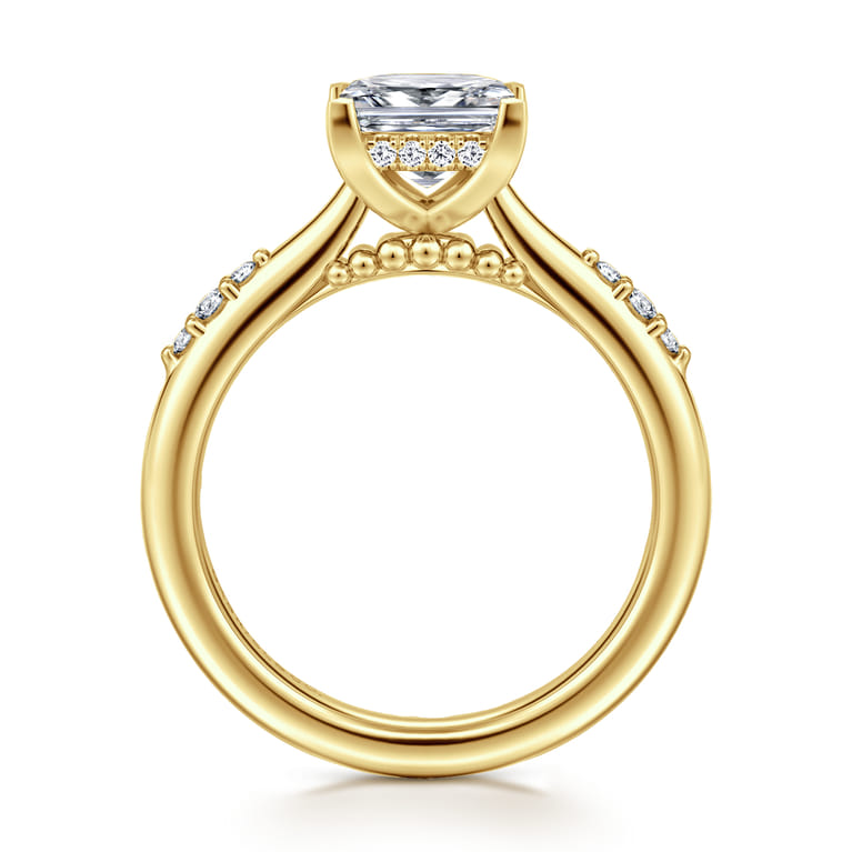 Carroline - 14K Yellow Gold Princess Cut Diamond Engagement Ring - 0.14 ct - Shot 2