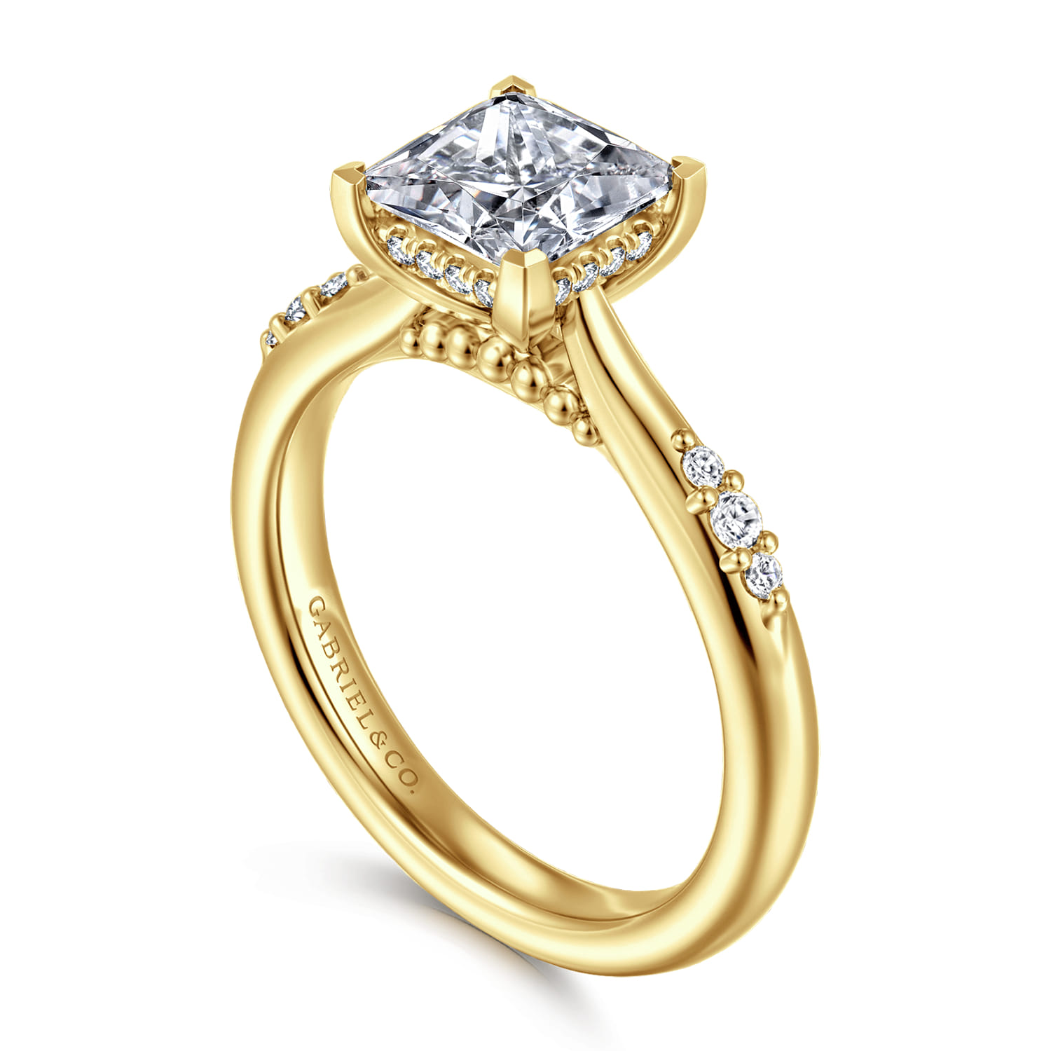 Carroline - 14K Yellow Gold Princess Cut Diamond Engagement Ring - 0.14 ct - Shot 3