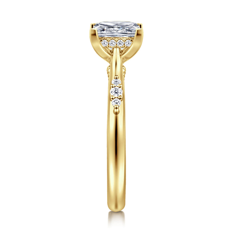 Carroline - 14K Yellow Gold Princess Cut Diamond Engagement Ring - 0.14 ct - Shot 4