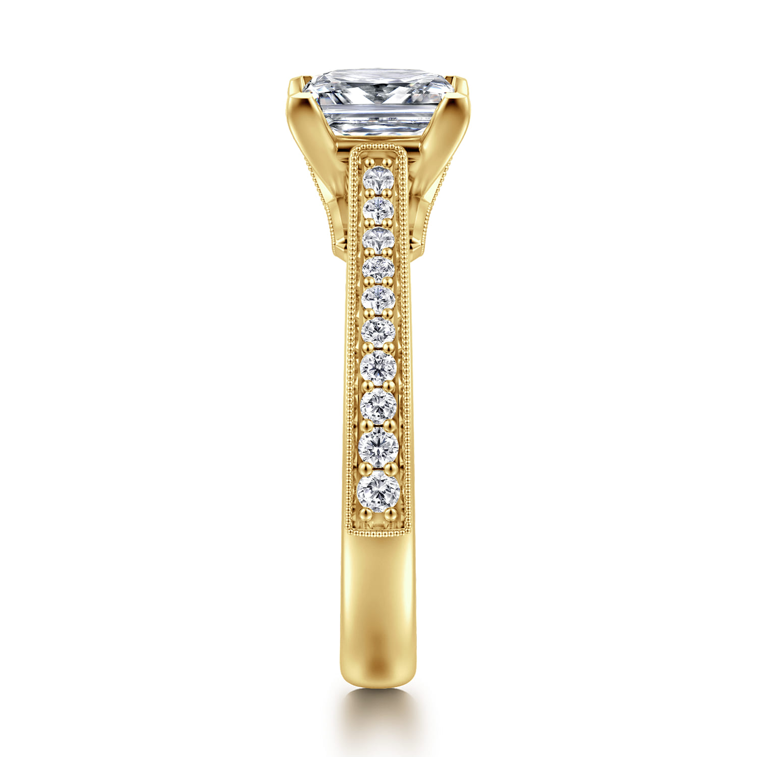 Favola - 14K Yellow Gold Princess Cut Lotus Diamond Engagement Ring - 0.25 ct - Shot 4