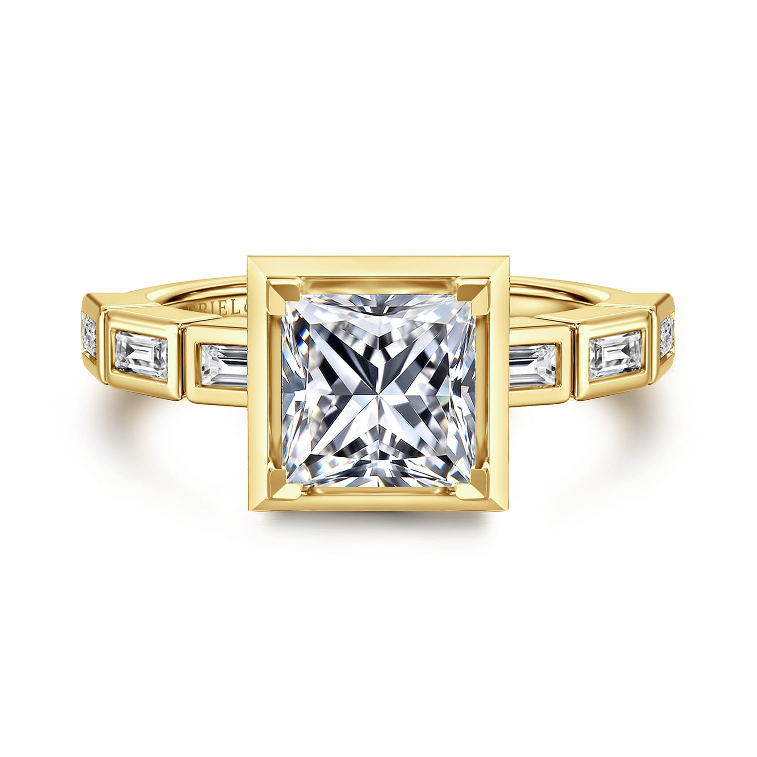 Delphe - 14K Yellow Gold Princess Cut Diamond Engagement Ring - 0.4 ct - Shot 1