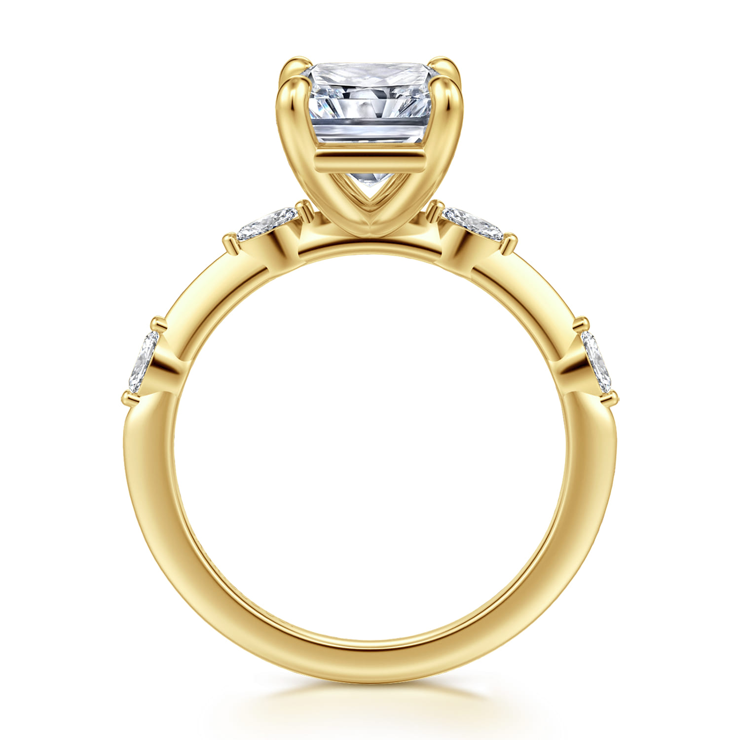 Marline - 14K Yellow Gold Radiant Cut Diamond Engagement Ring - 0.17 ct - Shot 2