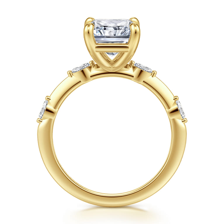 Marline - 14K Yellow Gold Radiant Cut Diamond Engagement Ring - 0.17 ct - Shot 2