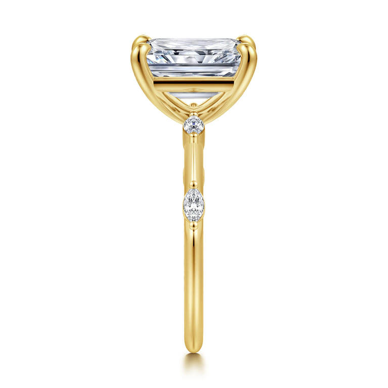 Marline - 14K Yellow Gold Radiant Cut Diamond Engagement Ring - 0.17 ct - Shot 4