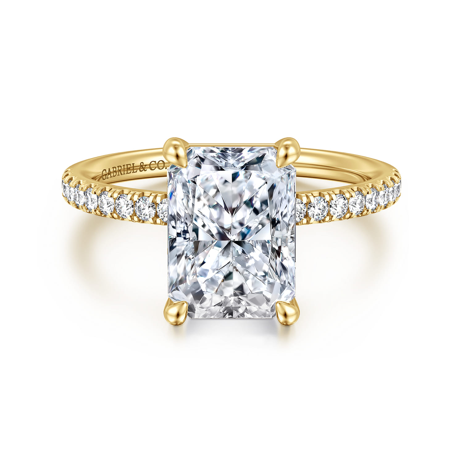 Twain - 14K Yellow Gold Emerald Cut Diamond Engagement Ring - 0.2 ct - Shot 1