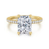 Twain - 14K Yellow Gold Emerald Cut Diamond Engagement Ring - 0.2 ct