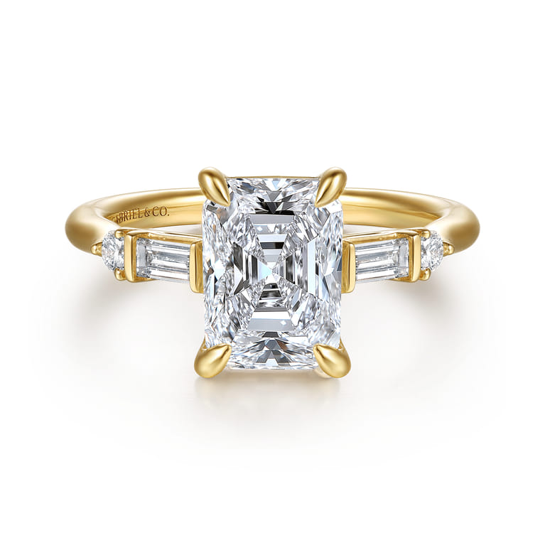 Cody - 14K Yellow Gold Radiant Cut Five Stone Diamond Engagement Ring - 0.25 ct - Shot 1