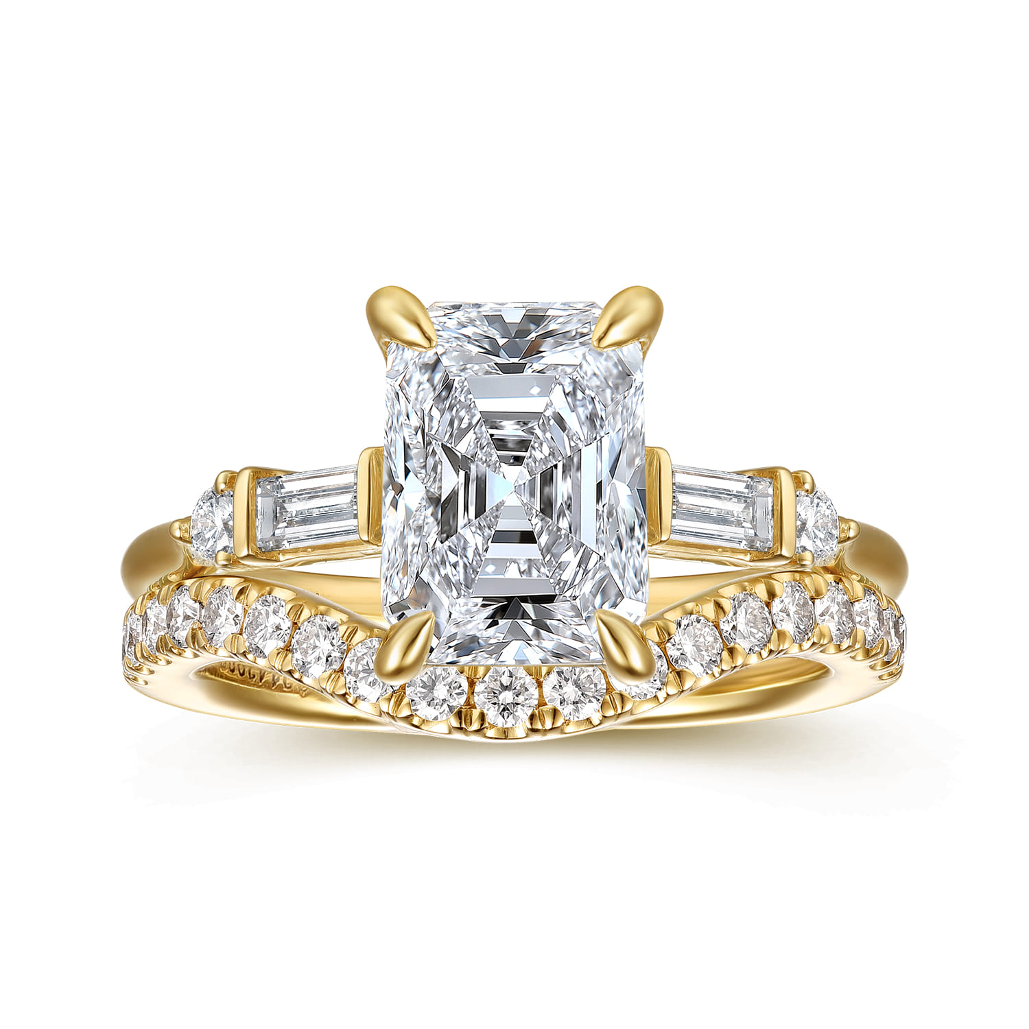 Cody - 14K Yellow Gold Radiant Cut Five Stone Diamond Engagement Ring - 0.25 ct - Shot 4