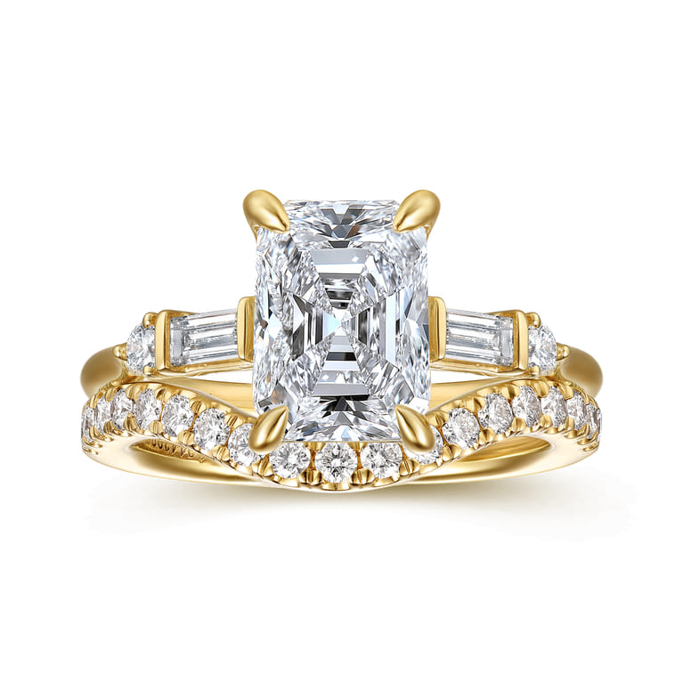 Cody - 14K Yellow Gold Radiant Cut Five Stone Diamond Engagement Ring - 0.25 ct - Shot 4