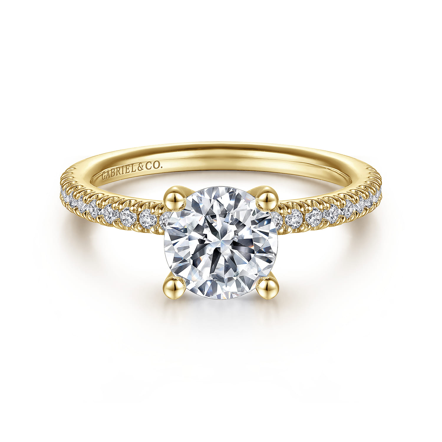 Serenity - 14K Yellow Gold Round Diamond Engagement Ring - 0.27 ct - Shot 1