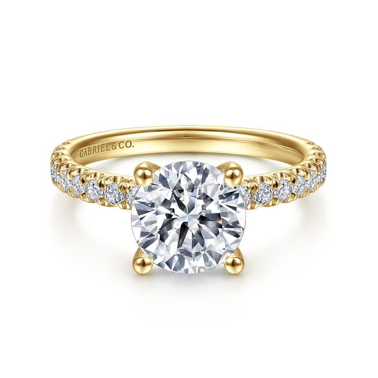 Amira - 14K Yellow Gold Round Diamond Engagement Ring - 0.52 ct - Shot 1
