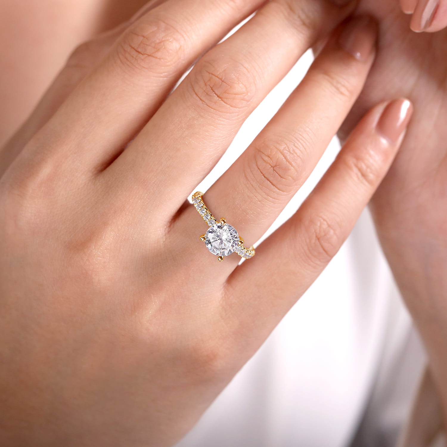 Amira - 14K Yellow Gold Round Diamond Engagement Ring - 0.52 ct - Shot 6
