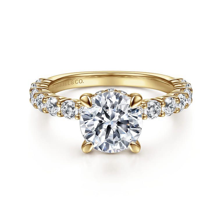 Brosnan - 14K Yellow Gold Round Diamond Engagement Ring - 1.03 ct - Shot 1