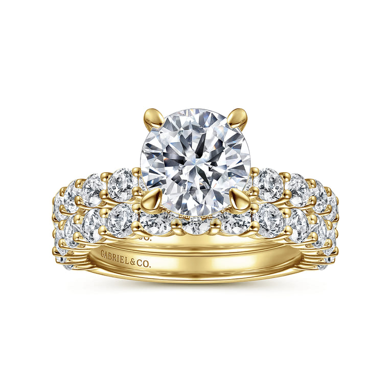 Brosnan - 14K Yellow Gold Round Diamond Engagement Ring - 1.03 ct - Shot 4
