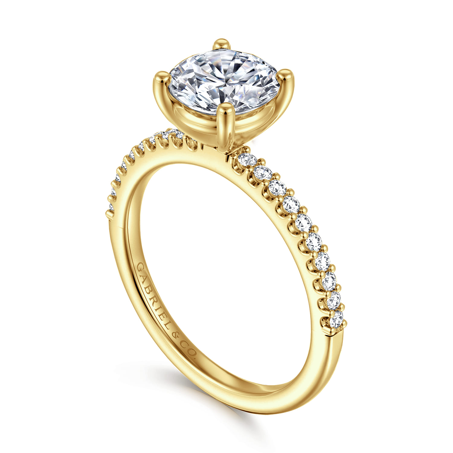 Amata - 14K Yellow Gold Diamond Engagement Ring with 14K Yellow Gold Head - 0.15 ct - Shot 3