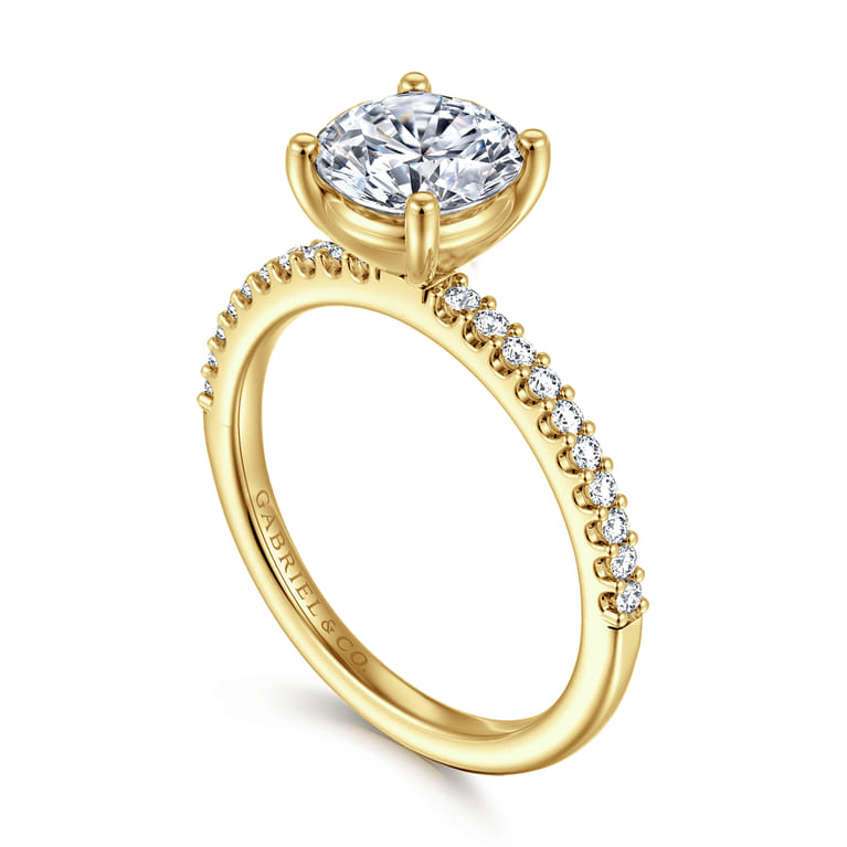Amata - 14K Yellow Gold Diamond Engagement Ring with 14K Yellow Gold Head - 0.15 ct - Shot 3